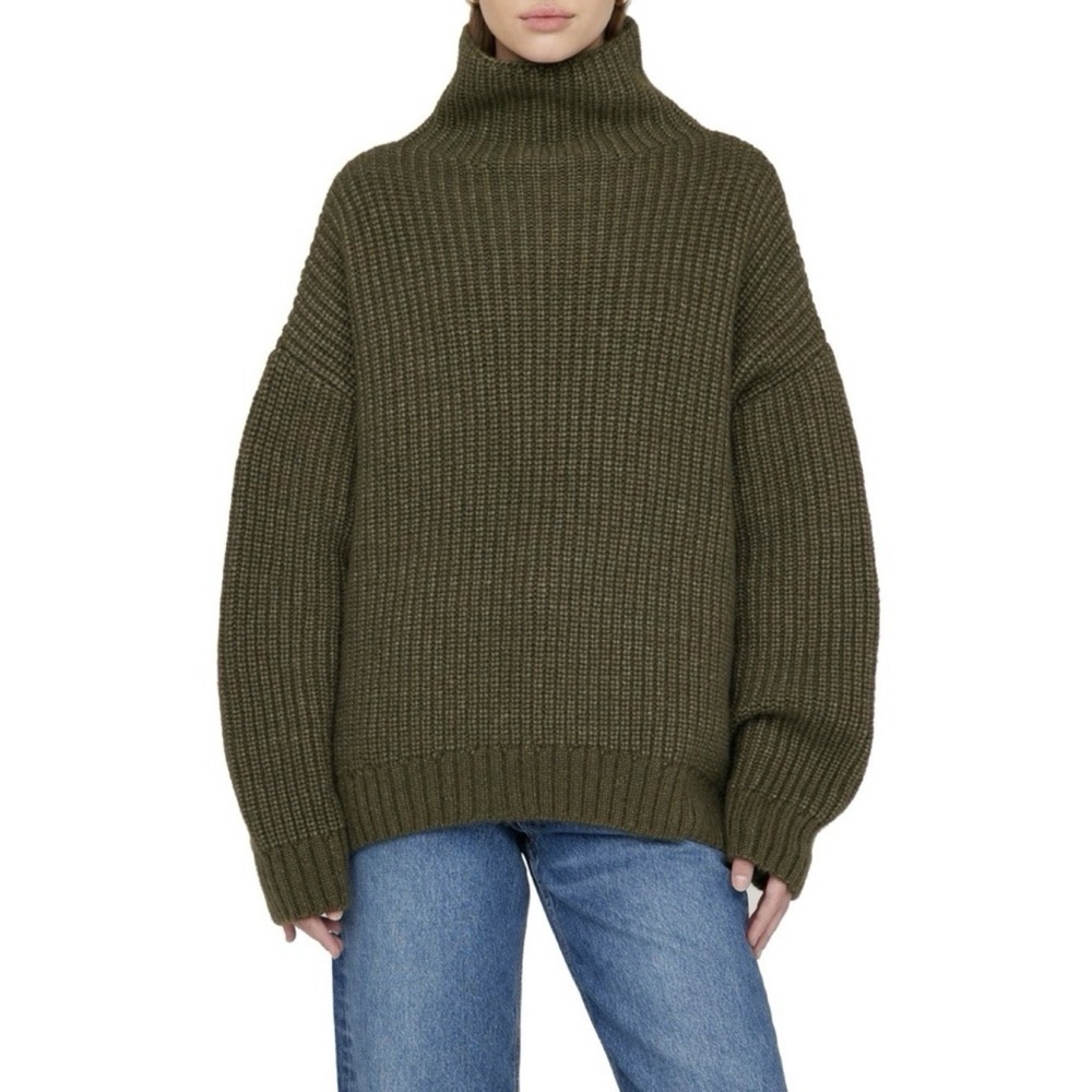 Anine Bing Sydney Alpaca Wool Turtleneck Sweater Jumper Knit Relaxed Fit Sz M